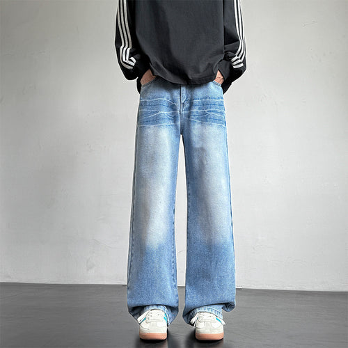 Herren weite Denim-Jeans mit einzigartiger Waschung Echoarchiv