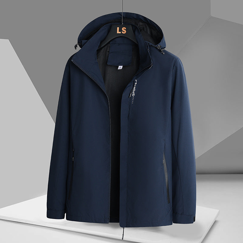 Herren sportliche Übergangsjacke mit verstellbarer Kapuze und wasserabweisendem Material Echoarchiv