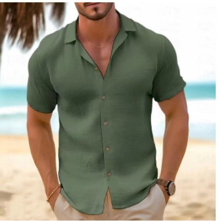 Herren kurzärmliges Baumwollhemd mit strukturiertem Gewebe Echoarchiv