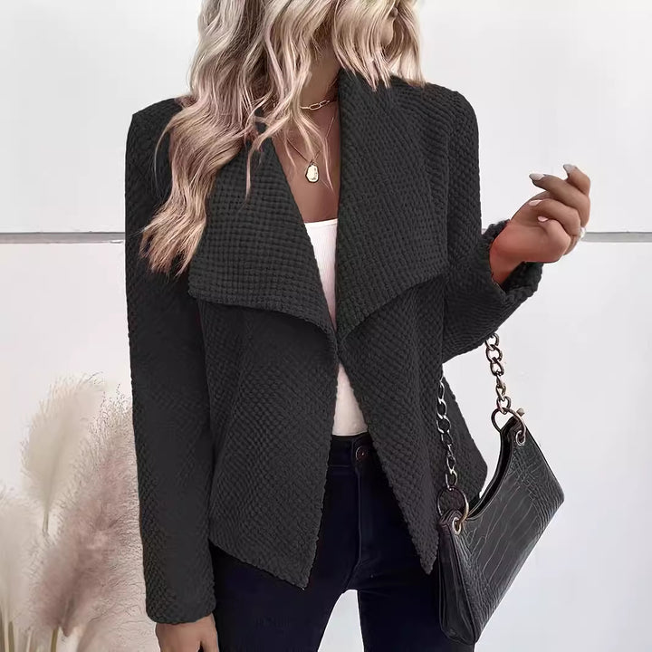 Damen Wasserfall-Cardigan aus Waffel‑Fleece mit offener Front Echoarchiv