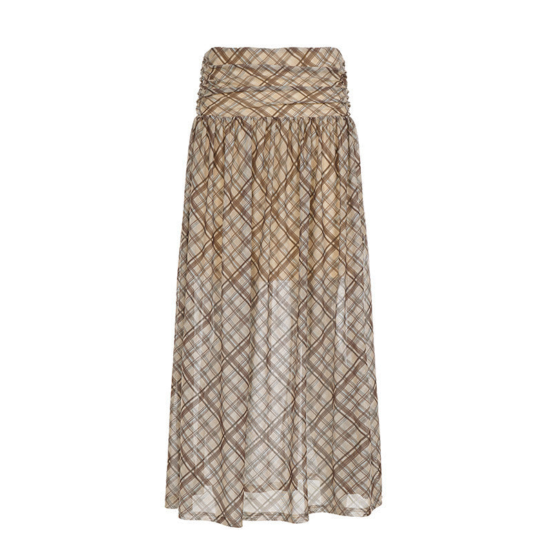 Damen Maxirock mit elastischer Taille und raffiniertem Karomuster Echo Archiv