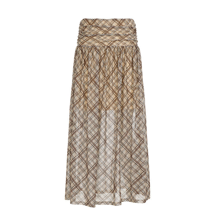 Damen Maxirock mit elastischer Taille und raffiniertem Karomuster Echo Archiv