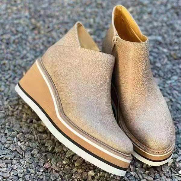 Damen nan Keilabsatz-Stiefelette mit verstecktem Plateau und elastischen Einstiegsleisten Echo Archiv