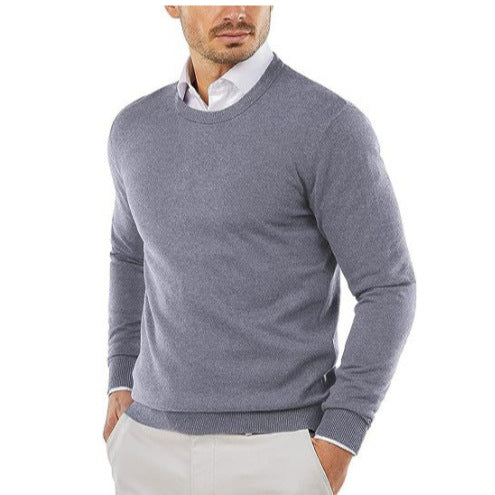 Herren eleganter Rundhals-Pullover aus feiner Baumwolle Echoarchiv