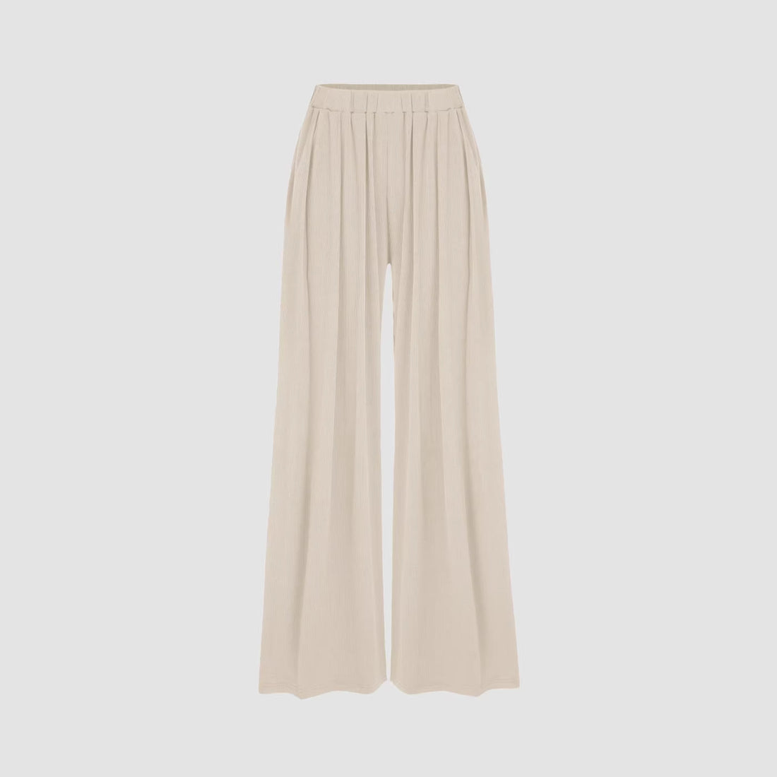 Damen Weite Palazzo-Strickhose mit hohem Elastikbund und feiner Rippstruktur – Avélisse