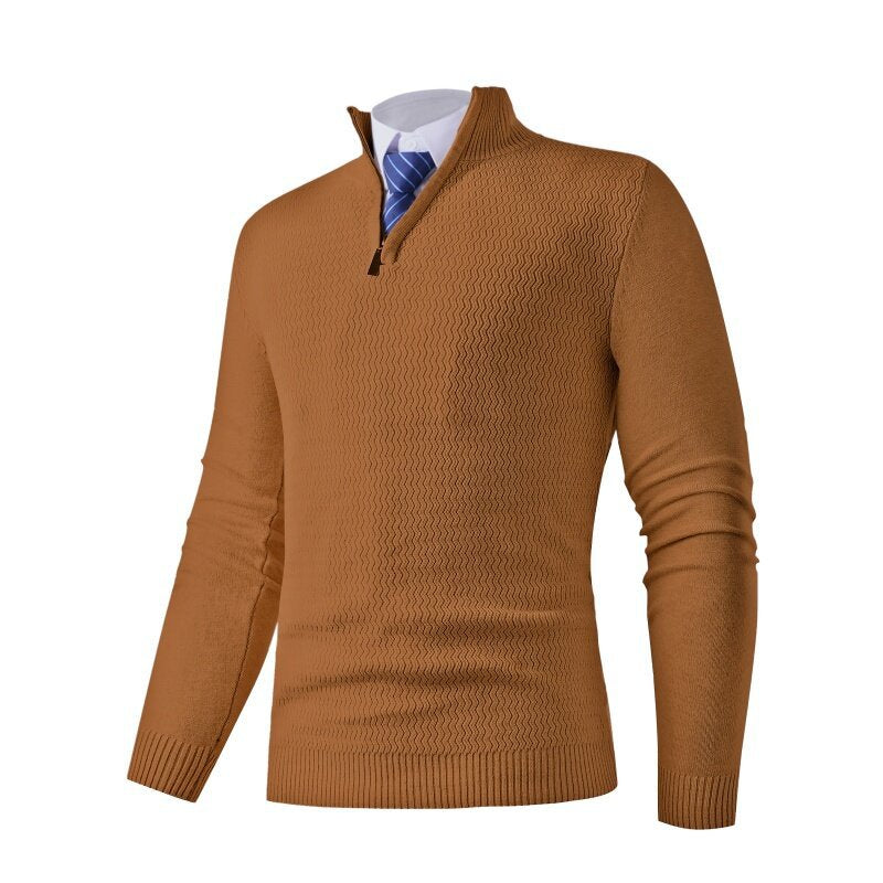 Herren Strickpullover mit modernem Stehkragen und strukturiertem Design Echoarchiv