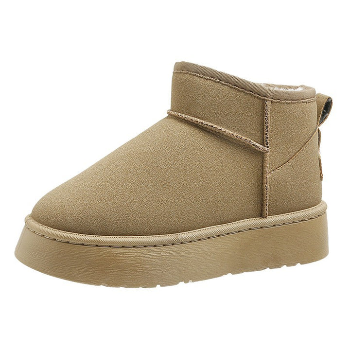 Damen Gefütterte Kurzschaft Winterboots mit Kunstfellfutter Plateau‑Sohle und Pull‑On Echo Archiv
