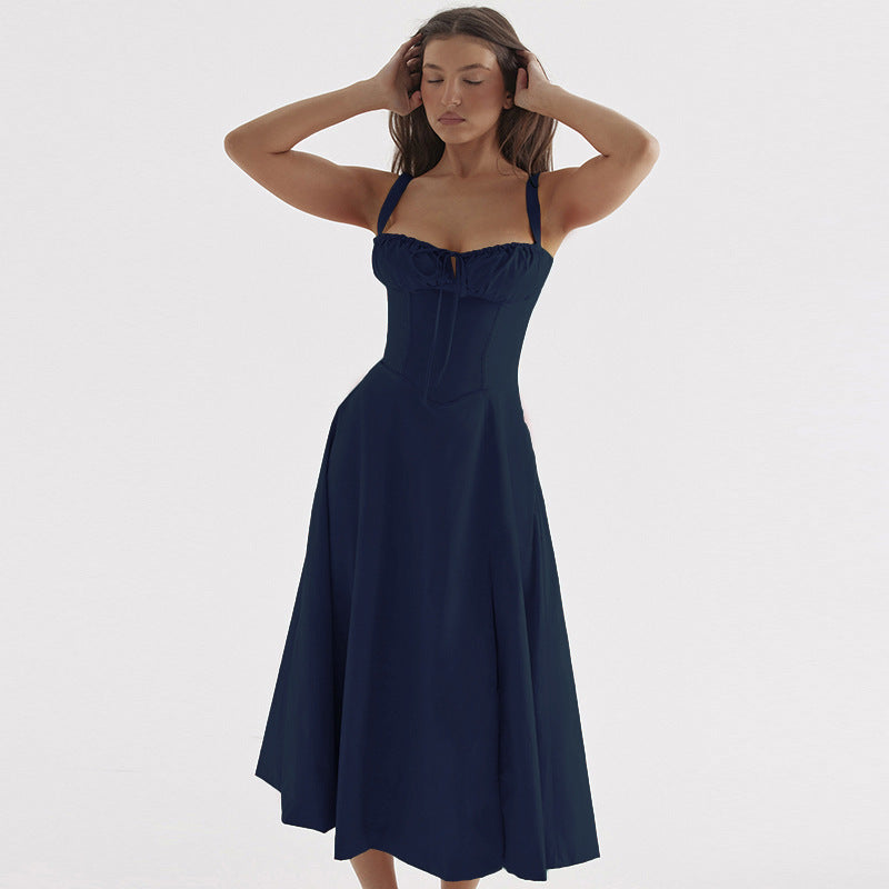 Damen Elegantes Maxikleid mit gerafftem Oberteil und ausgestelltem Rock Echo Archiv