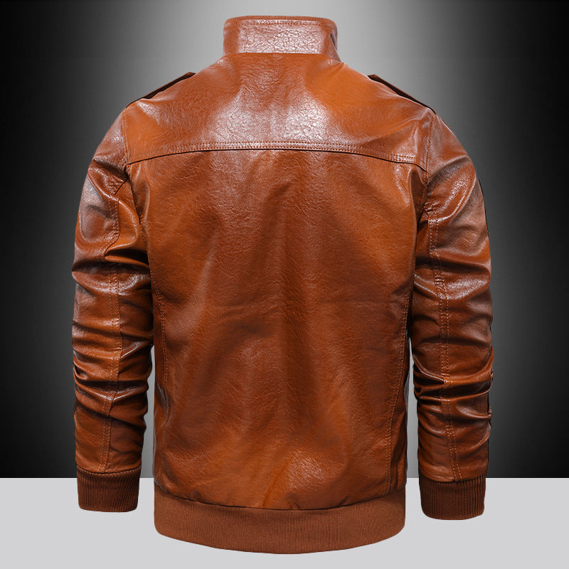 Herren Kunstleder‑Fliegerjacke mit wärmender Thermofütterung und Patch‑Details – Taviero