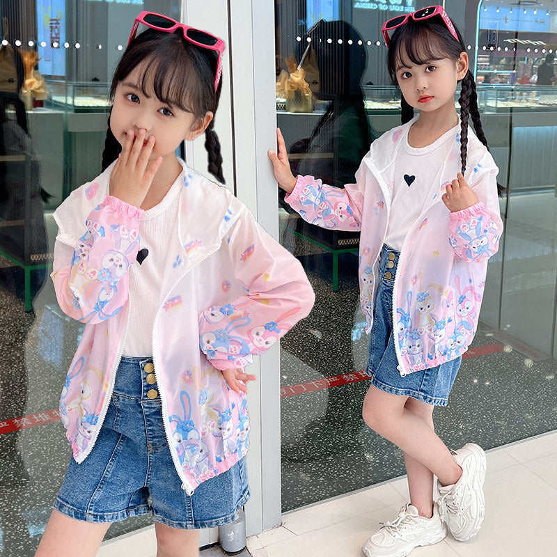 Damen nan leichte transparente Regenjacke für Mädchen mit Kapuze und verspieltem Cartoon-Print Echo Archiv