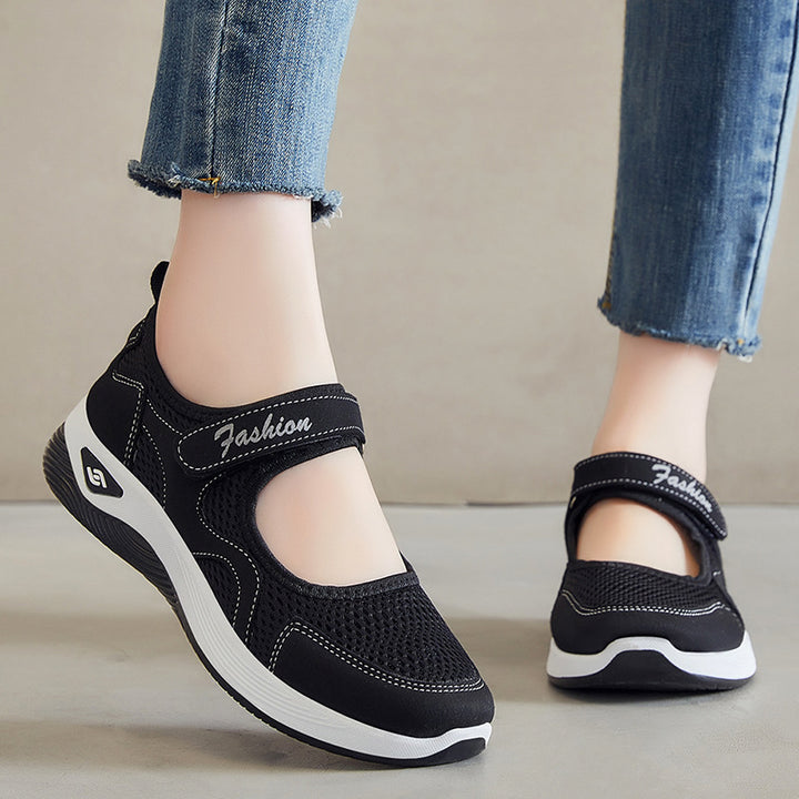 Damen nan atmungsaktiver Mary-Jane Walking-Schuh mit Klettverschluss, nahtlosem Mesh-Obermaterial und stoßdämpfender Leichtsohle Echo Archiv