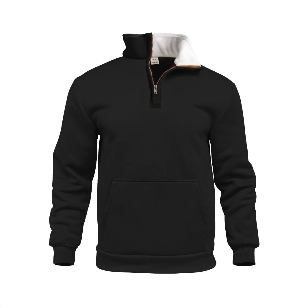 Herren Hochwertiger Stehkragen Fleece-Pullover mit Reißverschluss Echoarchiv