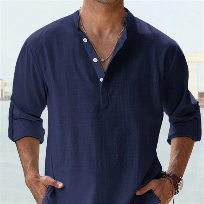 Herren Langarm Henley-Shirt mit lässigem Knopfverschluss und hochwertiger Baumwolle Echoarchiv