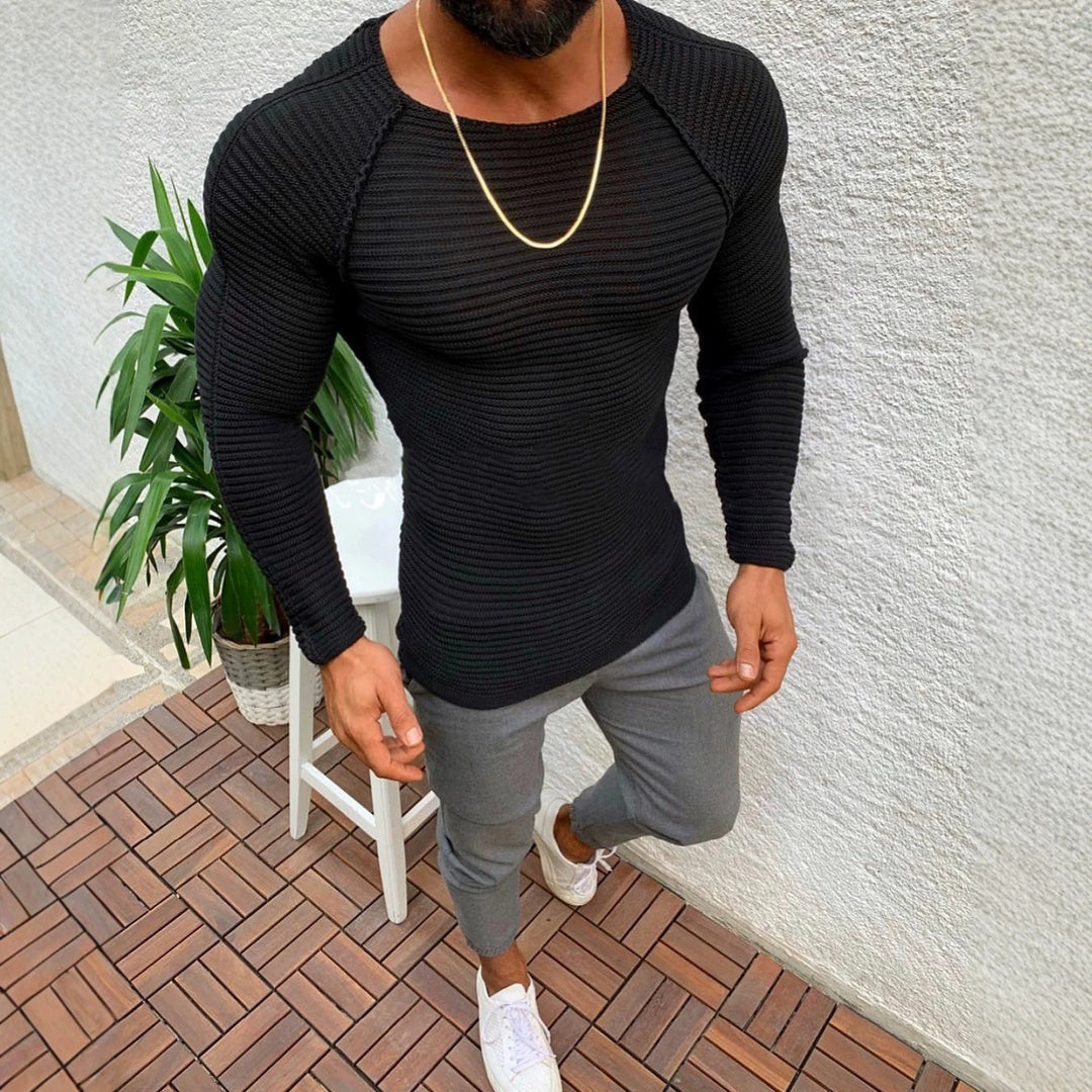 Herren nan figurbetonter Strickpullover mit Raglanärmeln und elastischer Struktur Echo Archiv