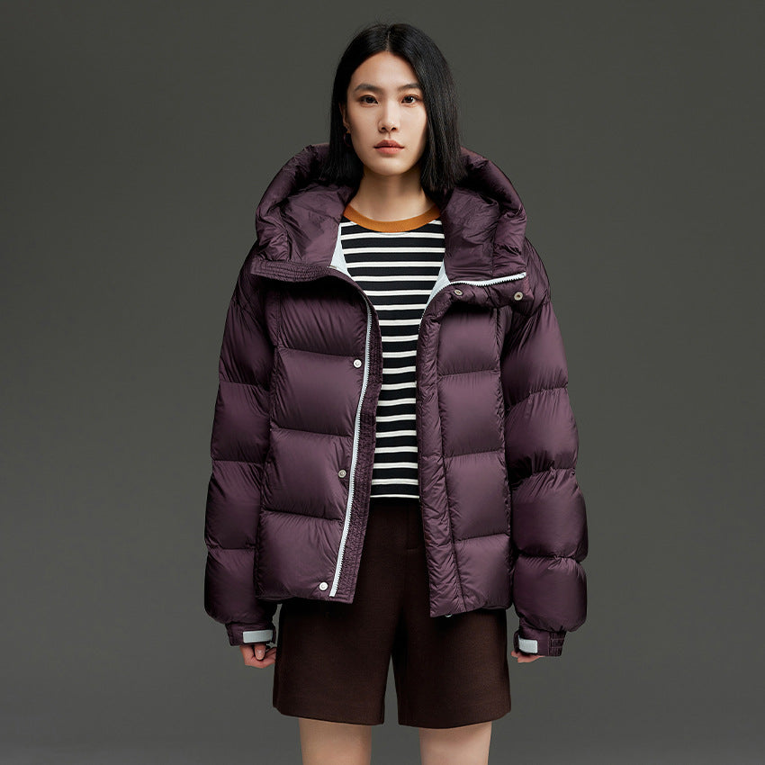 Damen Kurze Stepp-Daunenjacke mit Kapuze Echoarchiv