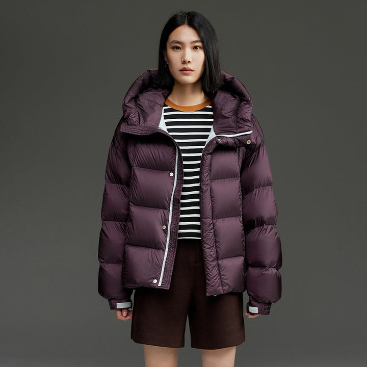 Damen Kurze Stepp-Daunenjacke mit Kapuze Echoarchiv
