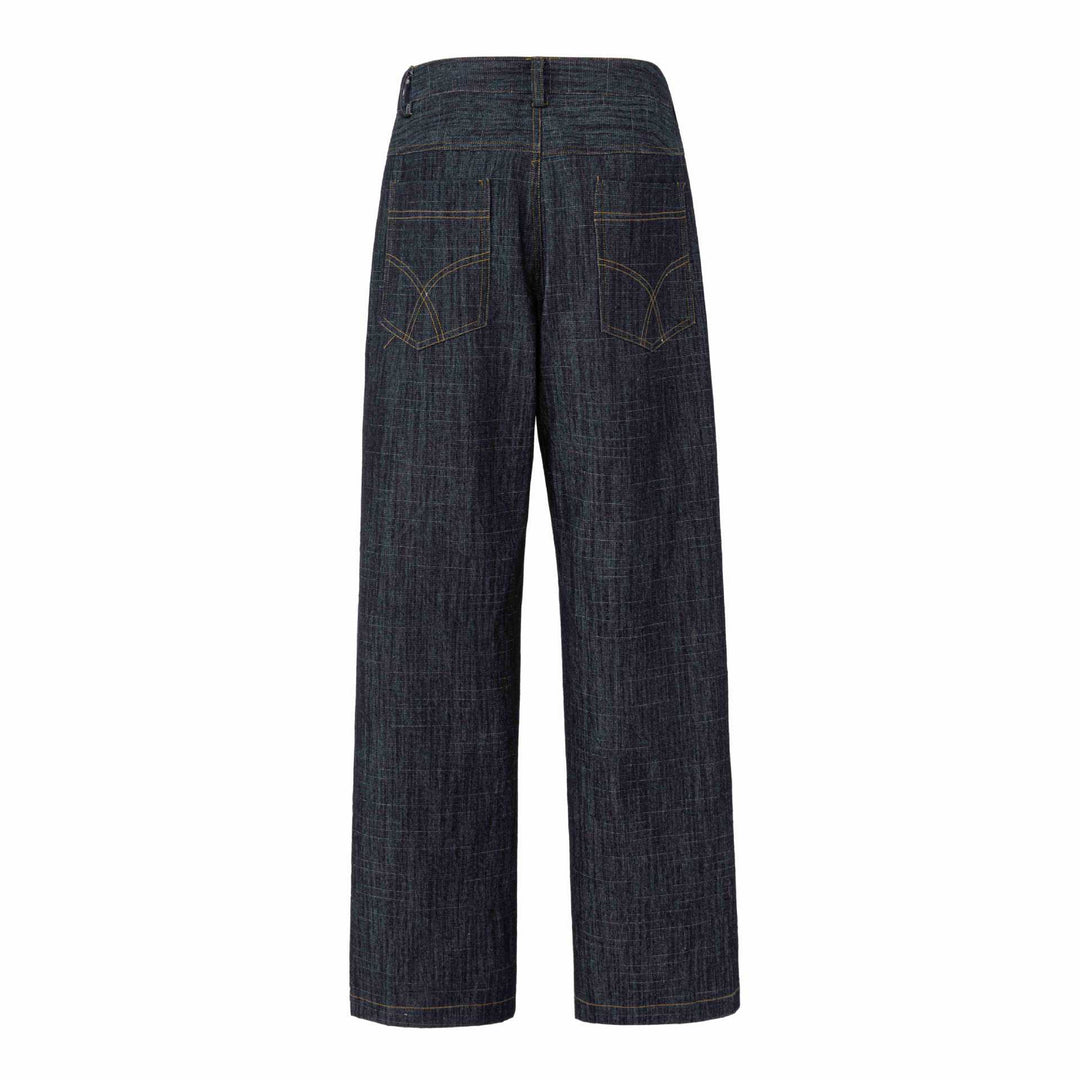 Damen Weite hochtaillierte Jeanshose mit markanter Mittelnaht Echoarchiv