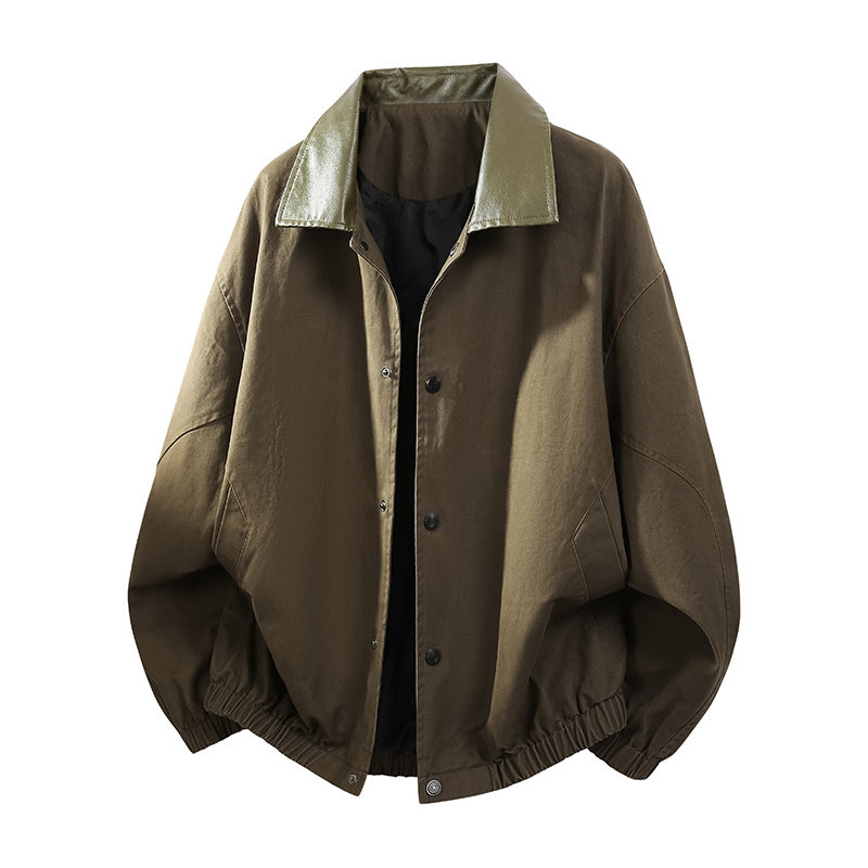 Herren Oversize Coach-Jacke mit glänzendem Kragen, verdeckter Druckknopfleiste und elastischem Saum Echo Archiv