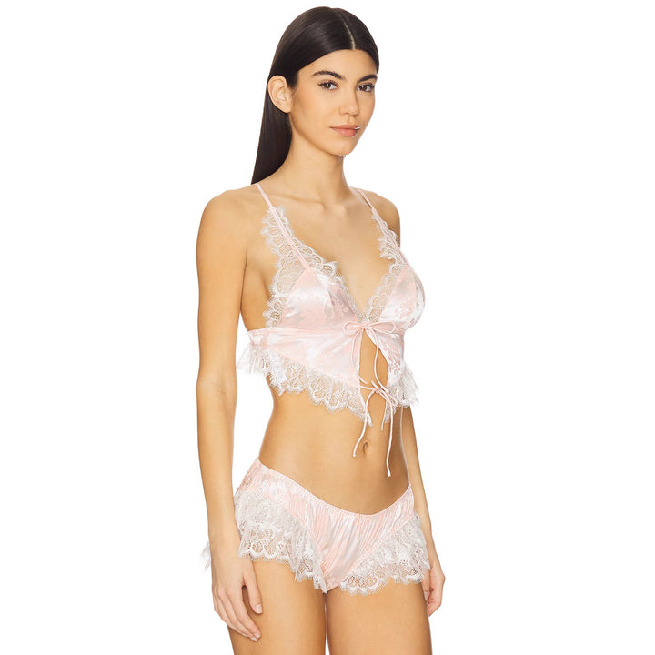 Damen Spitzen-Babydoll-Set mit Rüschendetails und schimmerndem Satin Echo Archiv