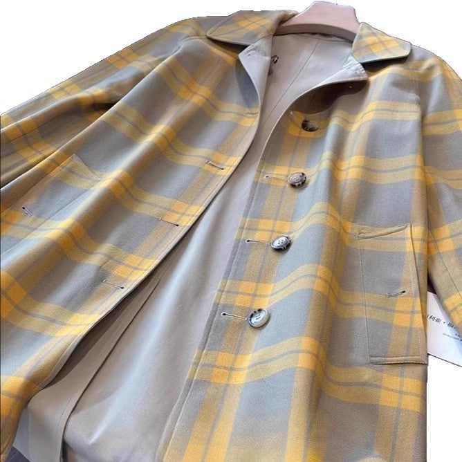 Damen Eleganter Trenchcoat mit doppelter Knopfleiste aus hochwertigem Material Echoarchiv