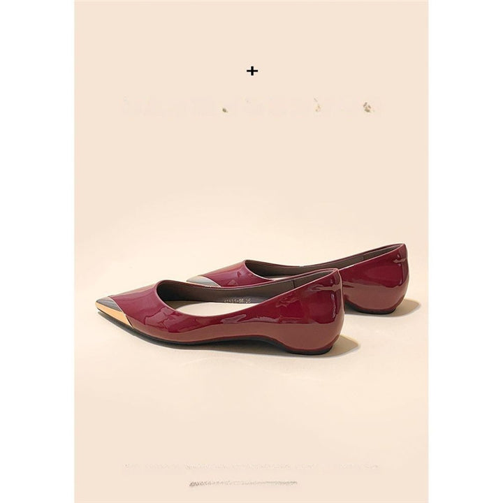 Damen spitz zulaufende flache Ballerina mit Leopardenmuster und Metallkappe – Lioré