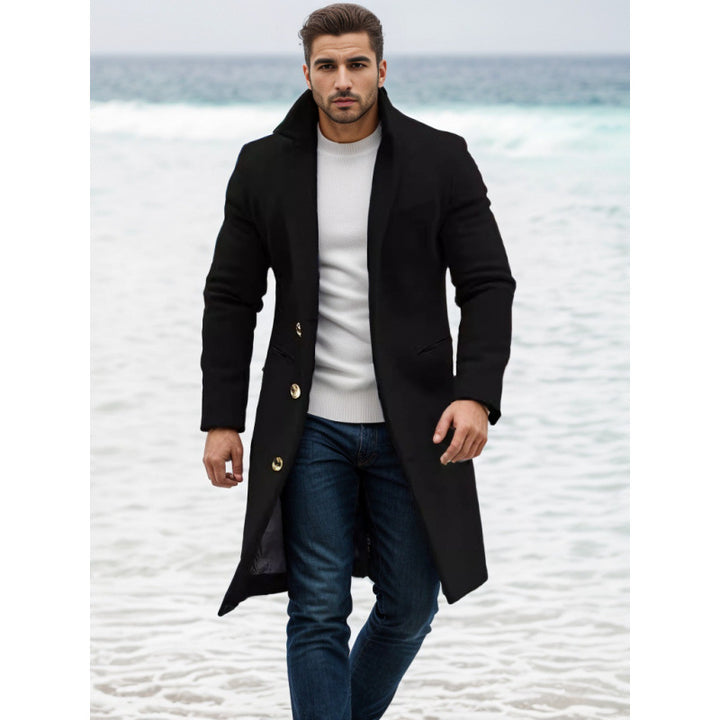 Herren Eleganter Wollmantel mit strukturiertem Design Echoarchiv