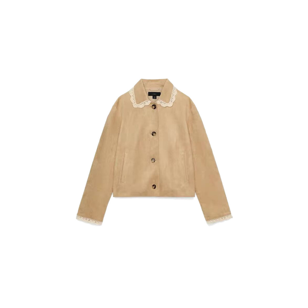 Damen Kurzjacke mit Häkelspitzenkragen und Spitzenmanschetten Echo Archiv