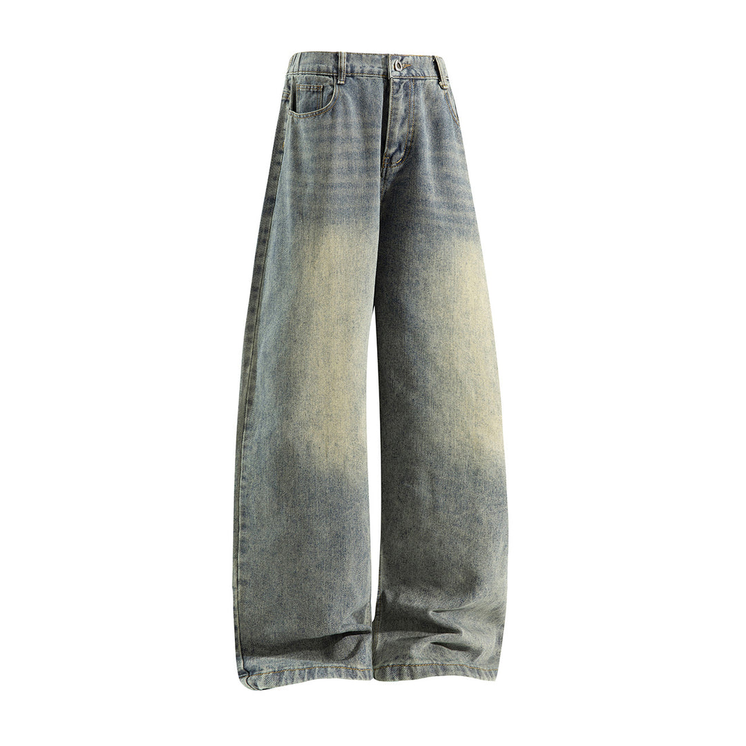 Damen Weite High‑Waist Baggy‑Jeans mit Ballon‑Silhouette und Used‑Waschung Echoarchiv