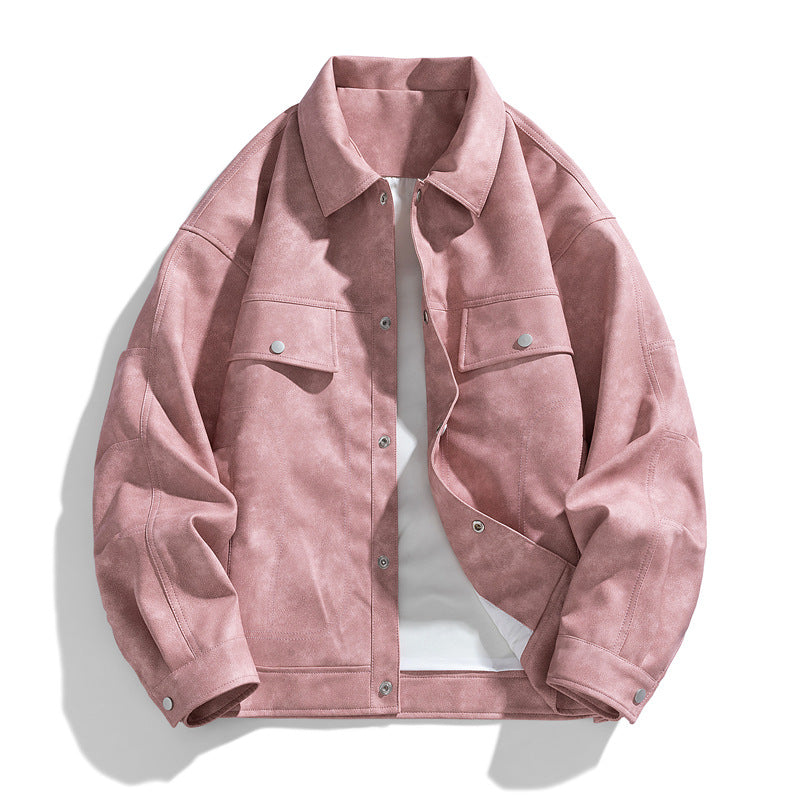 Men's suede-effect relaxed trucker jacket with topstitch detailing – Taviero