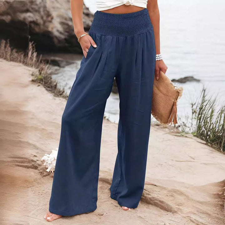 Damen weite Leinenhose mit elastischem Bund Echoarchiv
