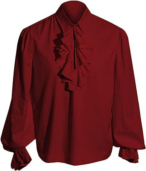Herren elegantes Barock-Rüschenhemd mit Stehkragen, Volantbrust und Spitzenmanschetten – Montaro