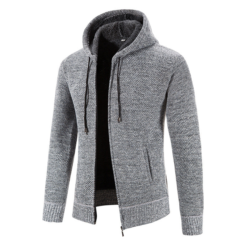 Herren Strickjacke mit moderner Kapuze und strukturiertem Design Echoarchiv