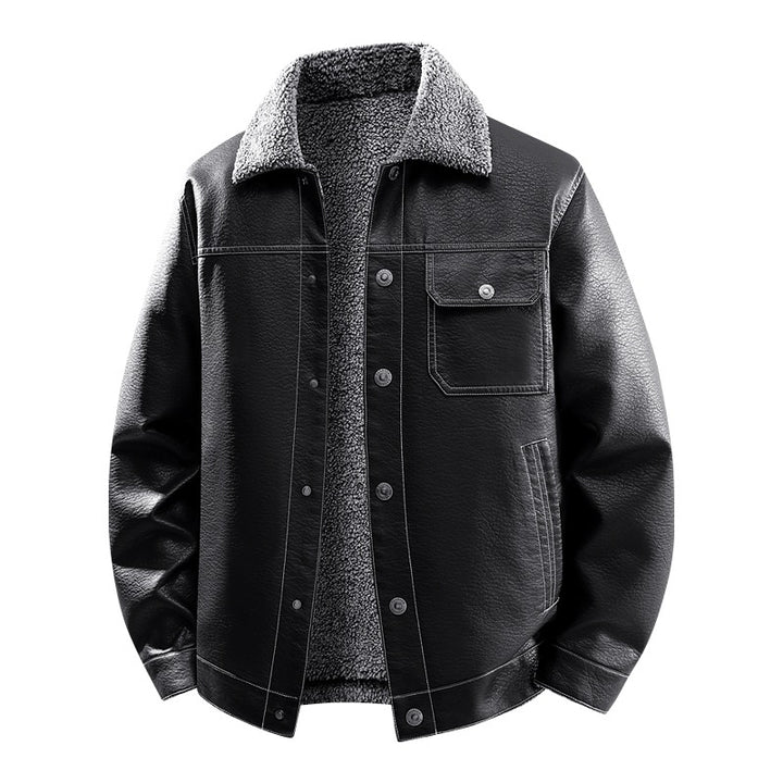 Herren Edle Kunstlederjacke mit weichem Teddyfutter Echo Archiv