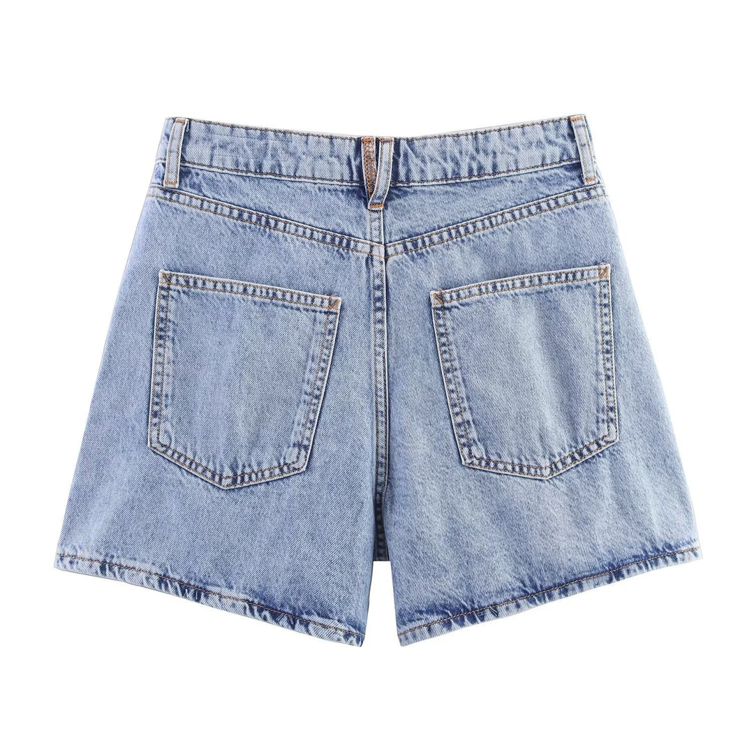 Damen Jeansshorts im lässigen Vintage-Stil mit hohem Bund und seitlichen Schlitzen Echo Archiv