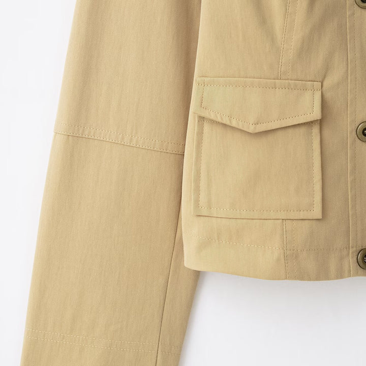 Damen Kurzer Doppelreihiger Field‑Blouson im Utility‑Stil mit Stehkragen Echo Archiv