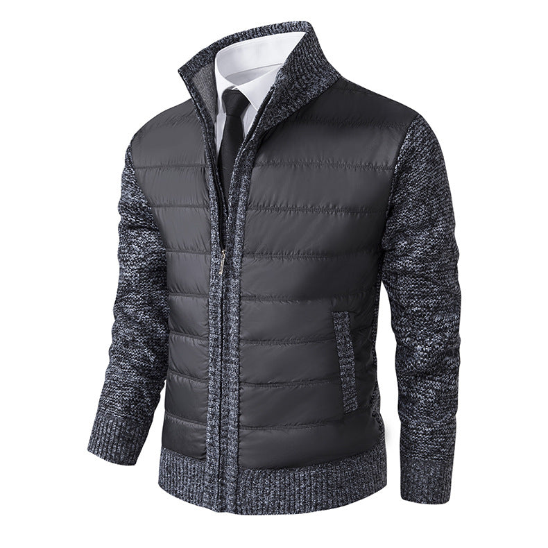 Herren nan gesteppte Hybrid-Strickjacke mit Stehkragen Reißverschluss und Eingrifftaschen Echo Archiv