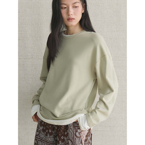 Damen Lässiges Layering‑Sweatshirt mit Rundhalsausschnitt und überschnittener Schulter Echoarchiv
