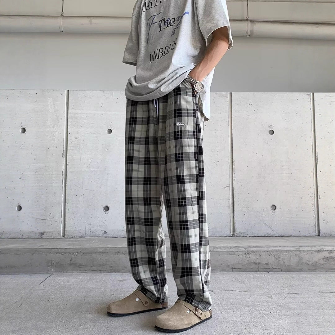 Herren Lässige Karottenhose mit Karo-Muster Echoarchiv