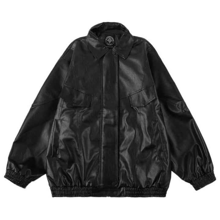 Herren Oversized Kunstleder Bomberjacke mit Pattentaschen Echoarchiv