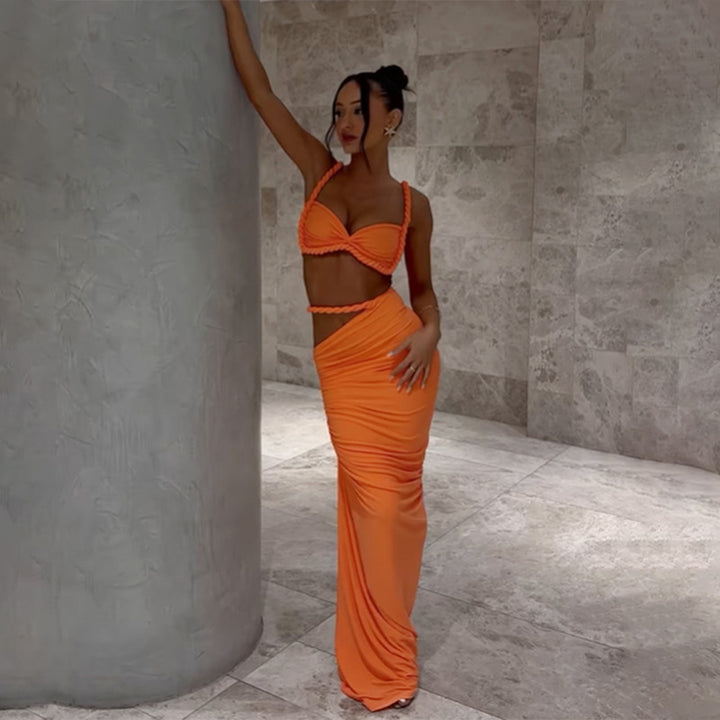 Damen Set mit crop Top und langem Rüschenrock Echo Archiv