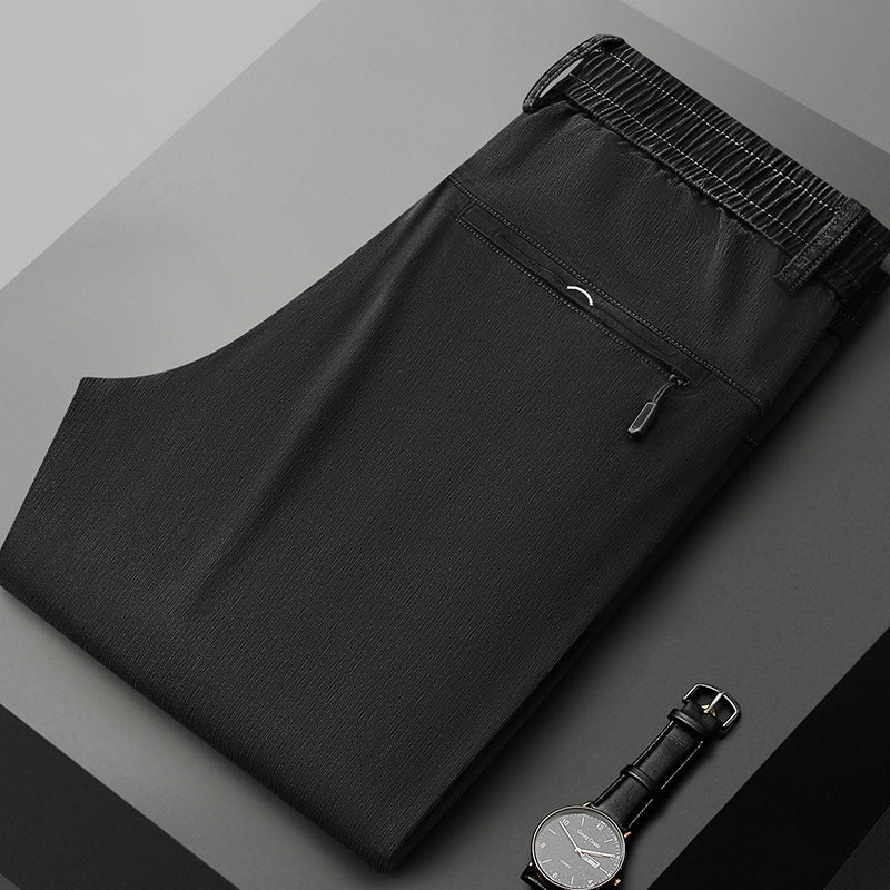 Herren bequeme Stretch-Hose mit elastischem Bund und seitlichen Reißverschlusstaschen Echoarchiv