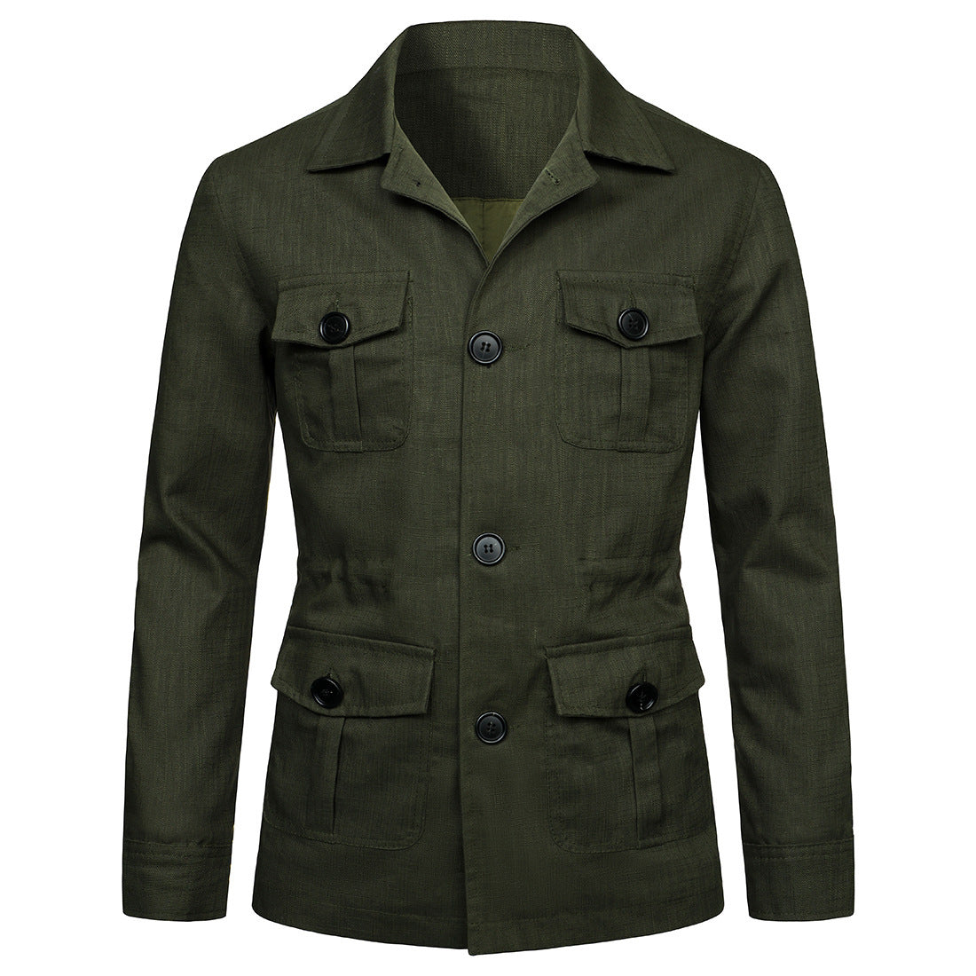 Herren Leinen-Mix Feldjacke mit Pattentaschen und taillierter Passform Echo Archiv