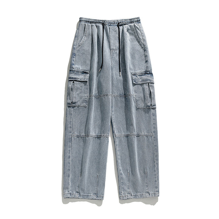 Herren Cargo-Freizeithose aus Baumwoll-Denim mit Tunnelzugbund, Kappnähten und aufgesetzten Klappentaschen Echo Archiv