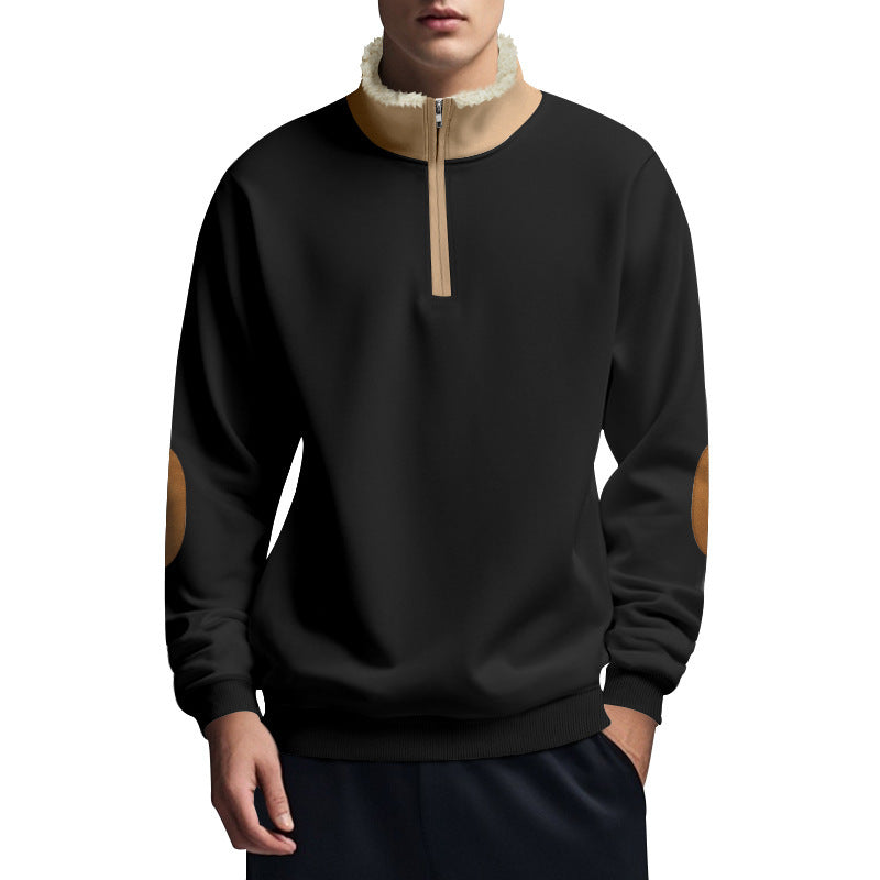 Herren Fleece Pullover mit Stehkragen und Kontrastdetails Echoarchiv