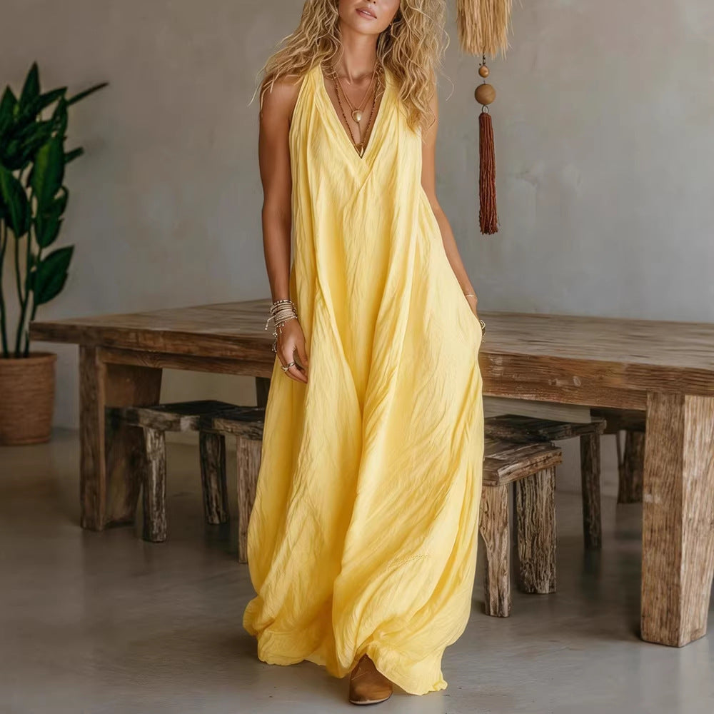 Damen Luftiges Maxikleid mit tiefem V-Ausschnitt Echo Archiv