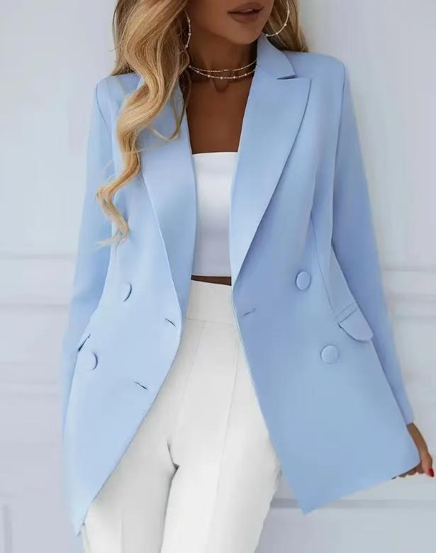 Damen Elegant taillierter Longblazer mit stoffbezogenen Knöpfen – Valéne