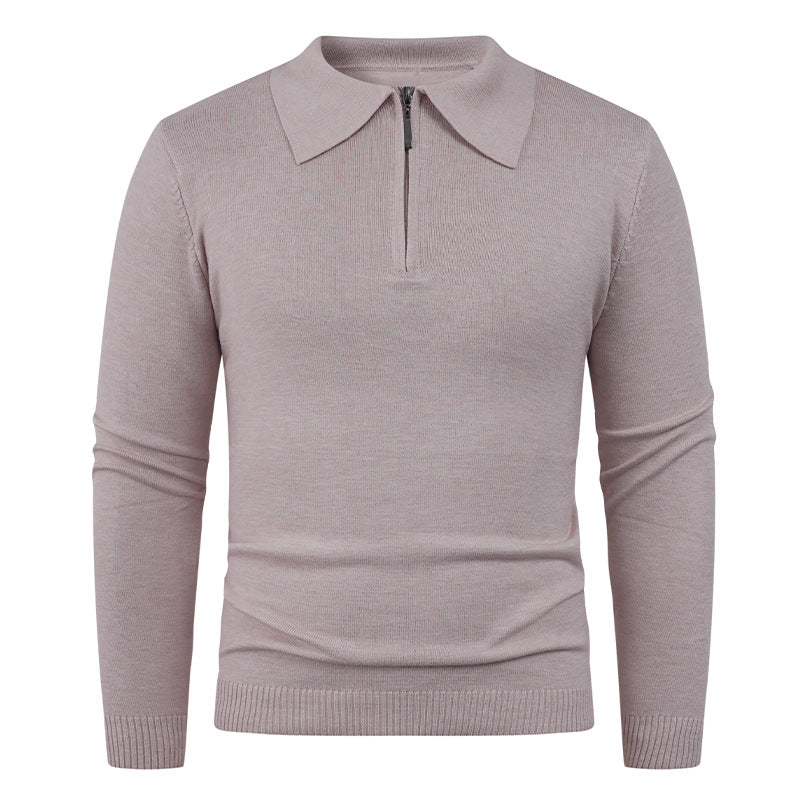 Herren Strickpullover mit halb offenem Kragen und feiner Rippenstruktur Echoarchiv