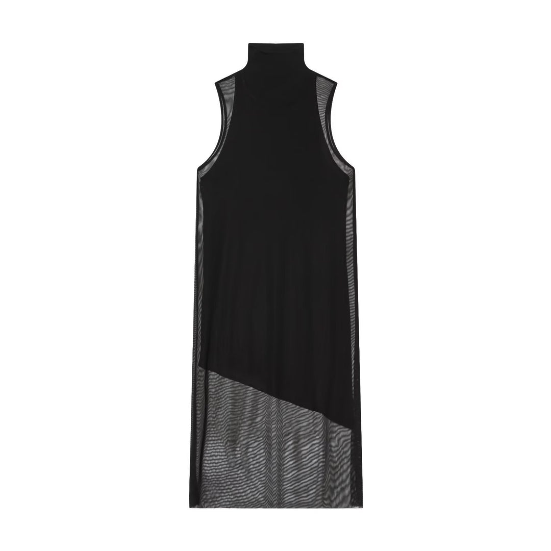 Damen Langarm Kleid aus transparentem Mesh-Material mit Stehkragen Echo Archiv