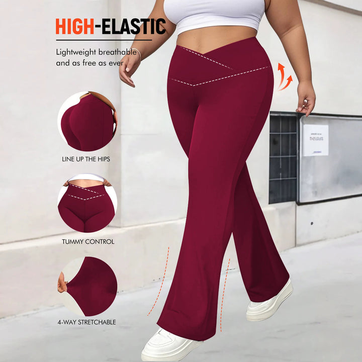 Damen taillenhohe Shaping Bootcut-Leggings mit Bauchkontrolle und 4-Wege-Stretch echoarchiv-