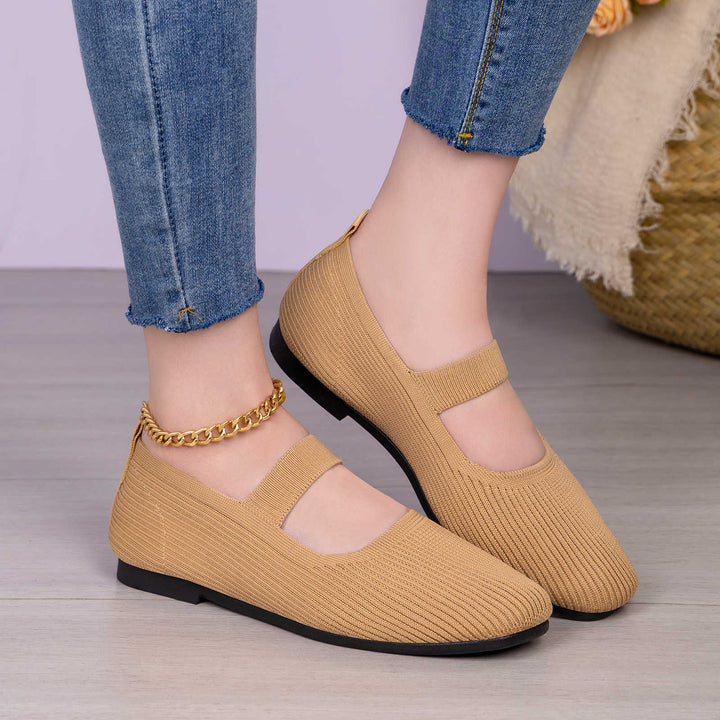 Damen nan gestrickter Mary-Jane-Slipper mit elastischem Riemen, nahtlosem Sockeneinstieg und dämpfender Komfortsohle Echo Archiv